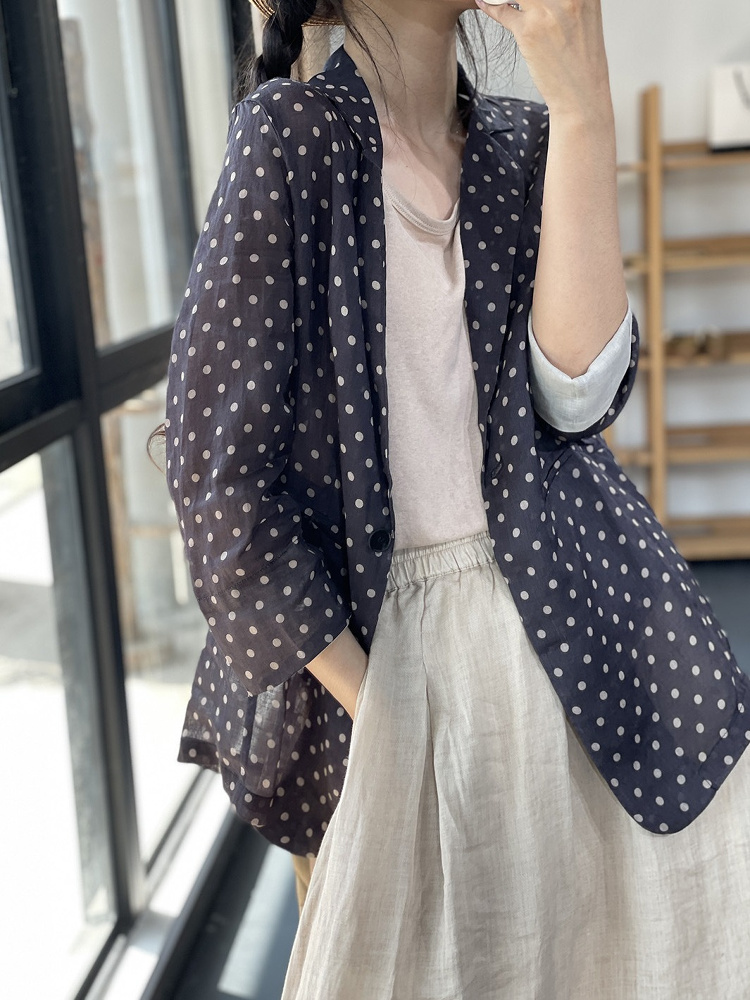 Summer Clothing Brand Names - Fashionable Polka Dot Loose Suit Jacket