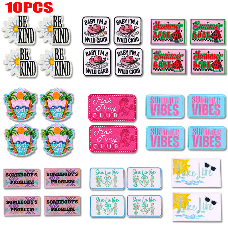 Summer Clothing Vibes - 10PCS Summer Vibes Cartoon Letter Slogan
