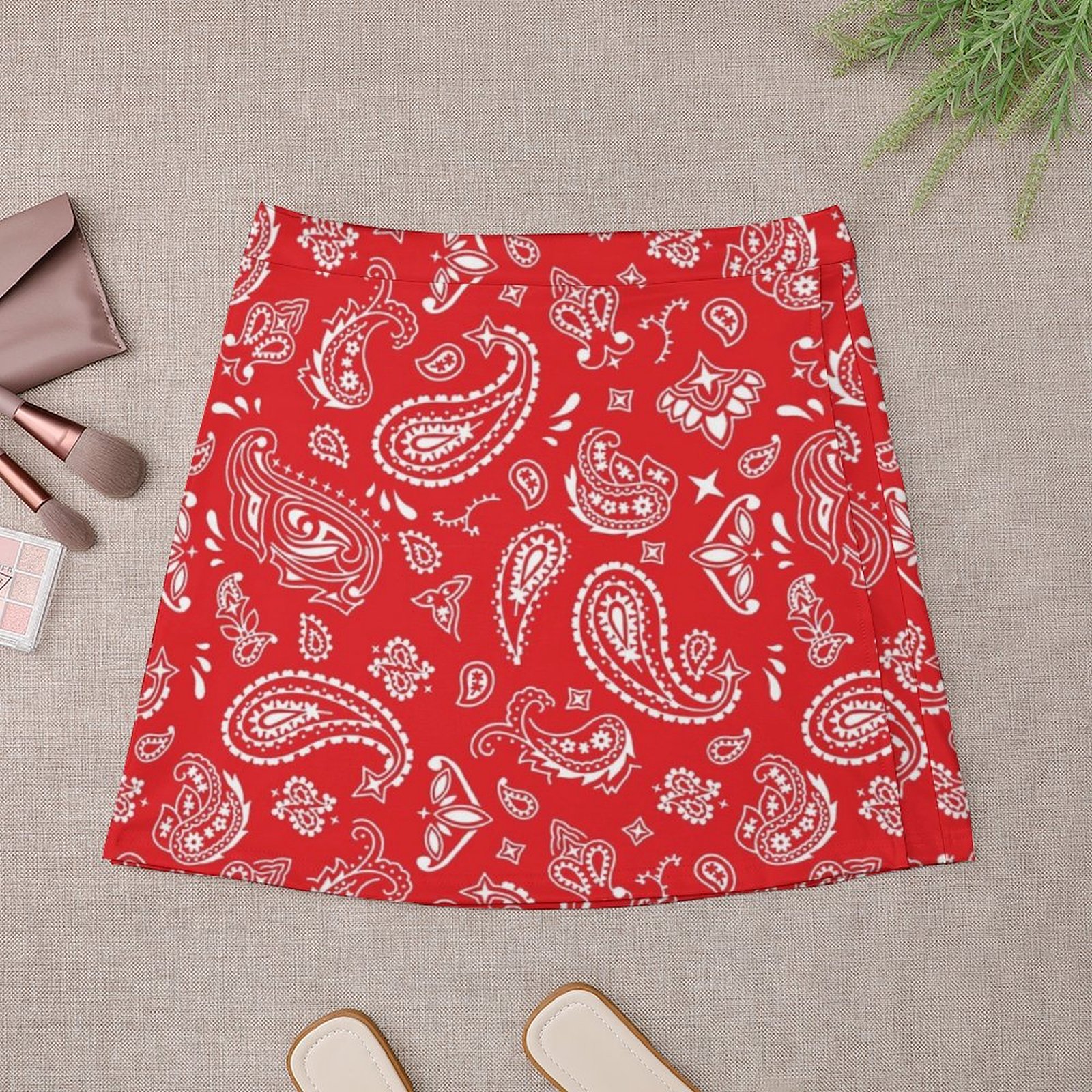 White On Red Paisley Mini Skir - огляд і ціна Summer Clothing Online
