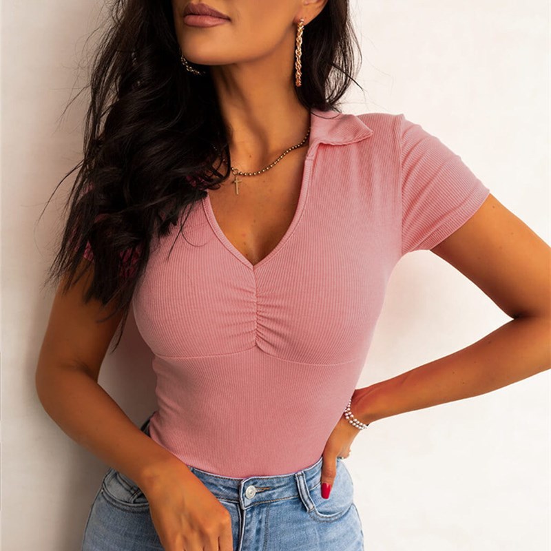Women Turndown Collar Short-Sl - огляд і ціна Summer Clothing Deals