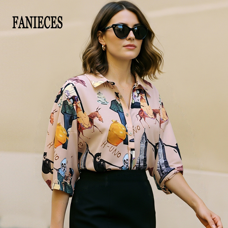 Graffiti Print Women Shirts Su - огляд і ціна Summer De Clothing