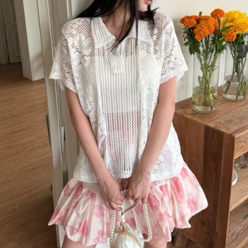 Retro  Collar Lace Shirt Women - огляд і ціна Summer Clothing Online