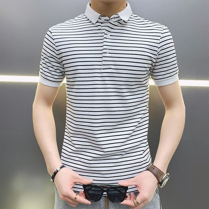 Man with Collar Tee Shirts Str - огляд і ціна Xl Summer Clothing