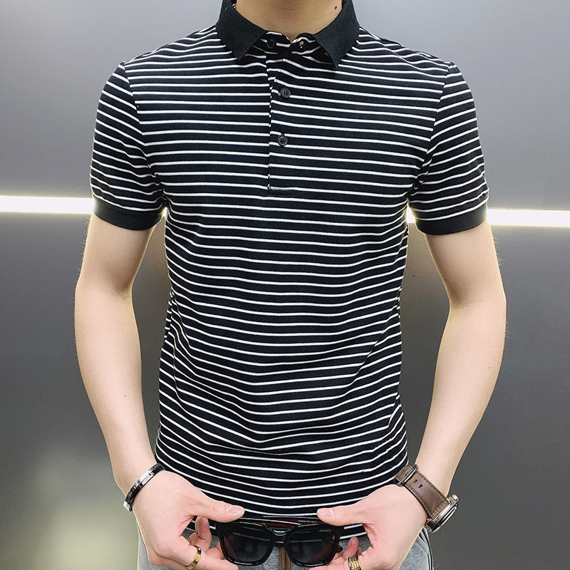 Man with Collar Tee Shirts Str - огляд і ціна Xl Summer Clothing